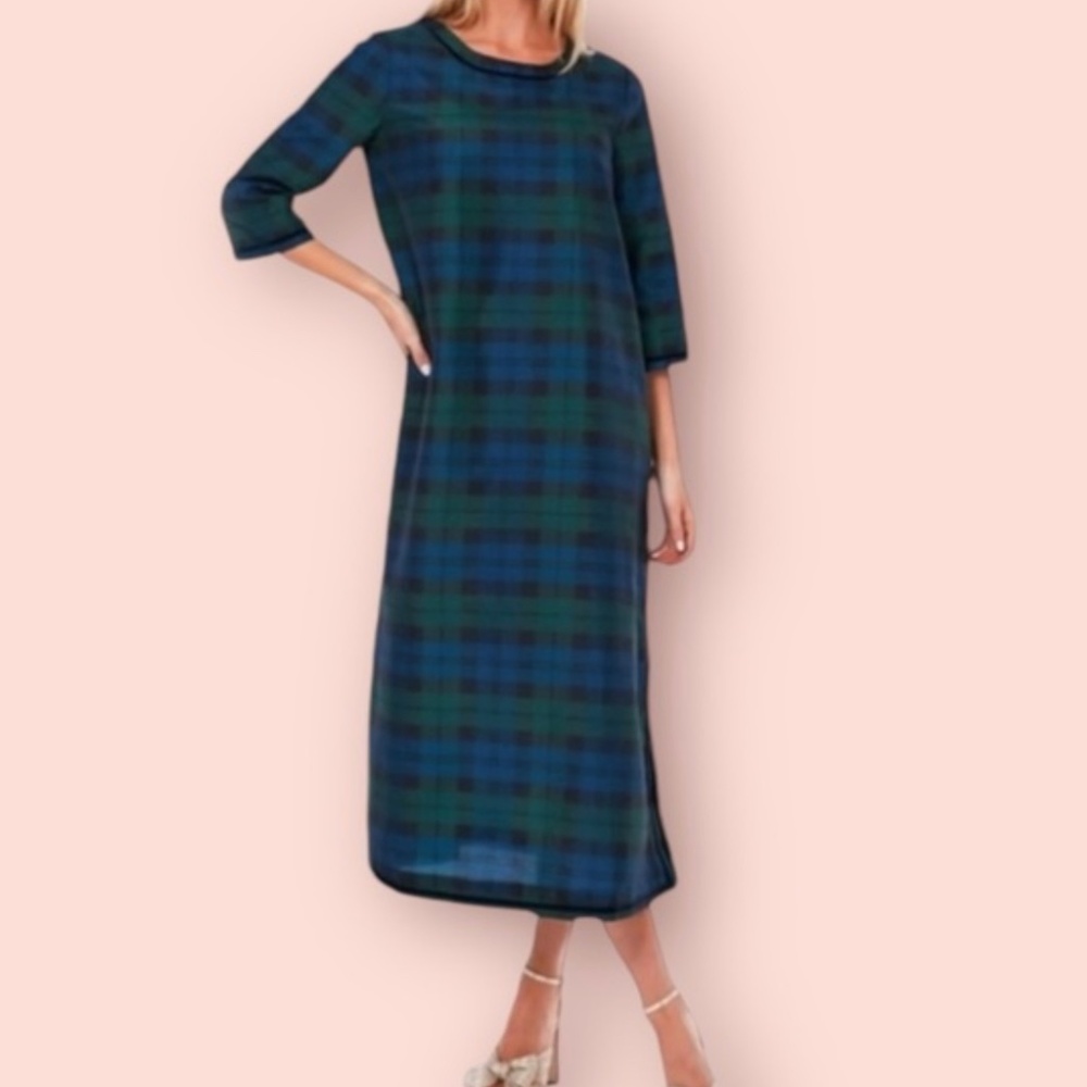 NWOT Jamie Velvet Trimmed Plaid Blackwatch Dress